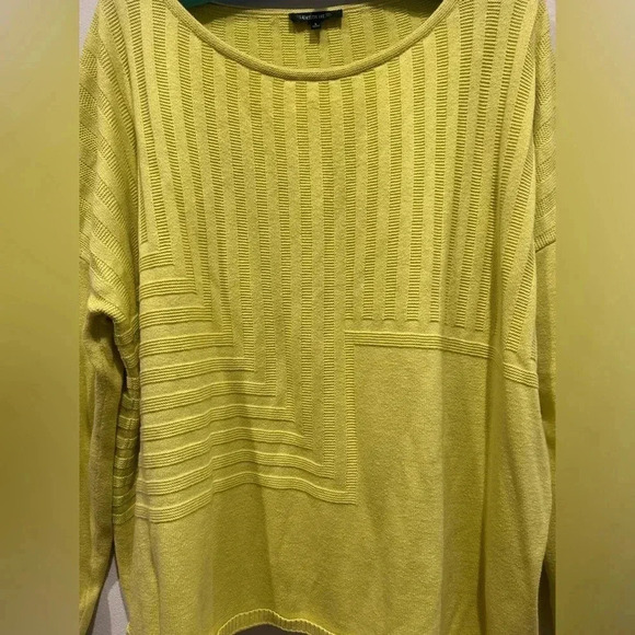 LAFAYETTE 148 Stripped Chartreuse Sweater / Size Large/ - Picture 2 of 6